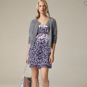 NWT J. Crew COLLECTION Velvet Dress in Cherry Print Blue Grey Size 16